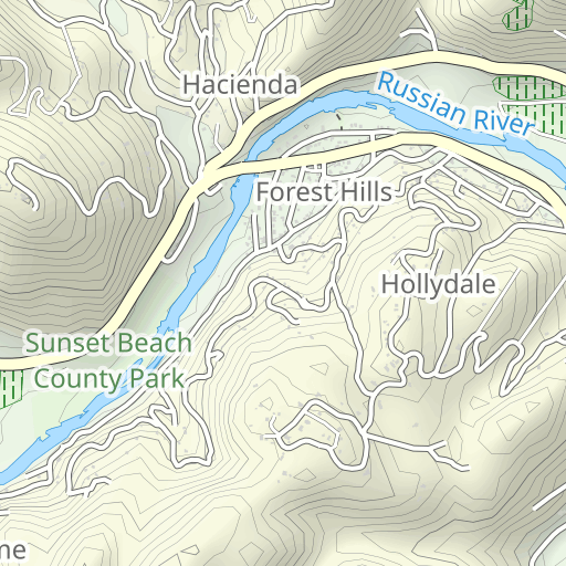 Rio Dell Topo Map CA, Sonoma County (Camp Meeker Area)