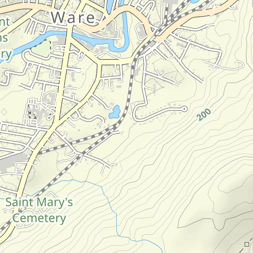 Map Of Ware And Surrounding Area Ware Topo Map Ma, Hampshire County (Ware Area) Topo Zone