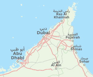 Map of Dubai, UAE